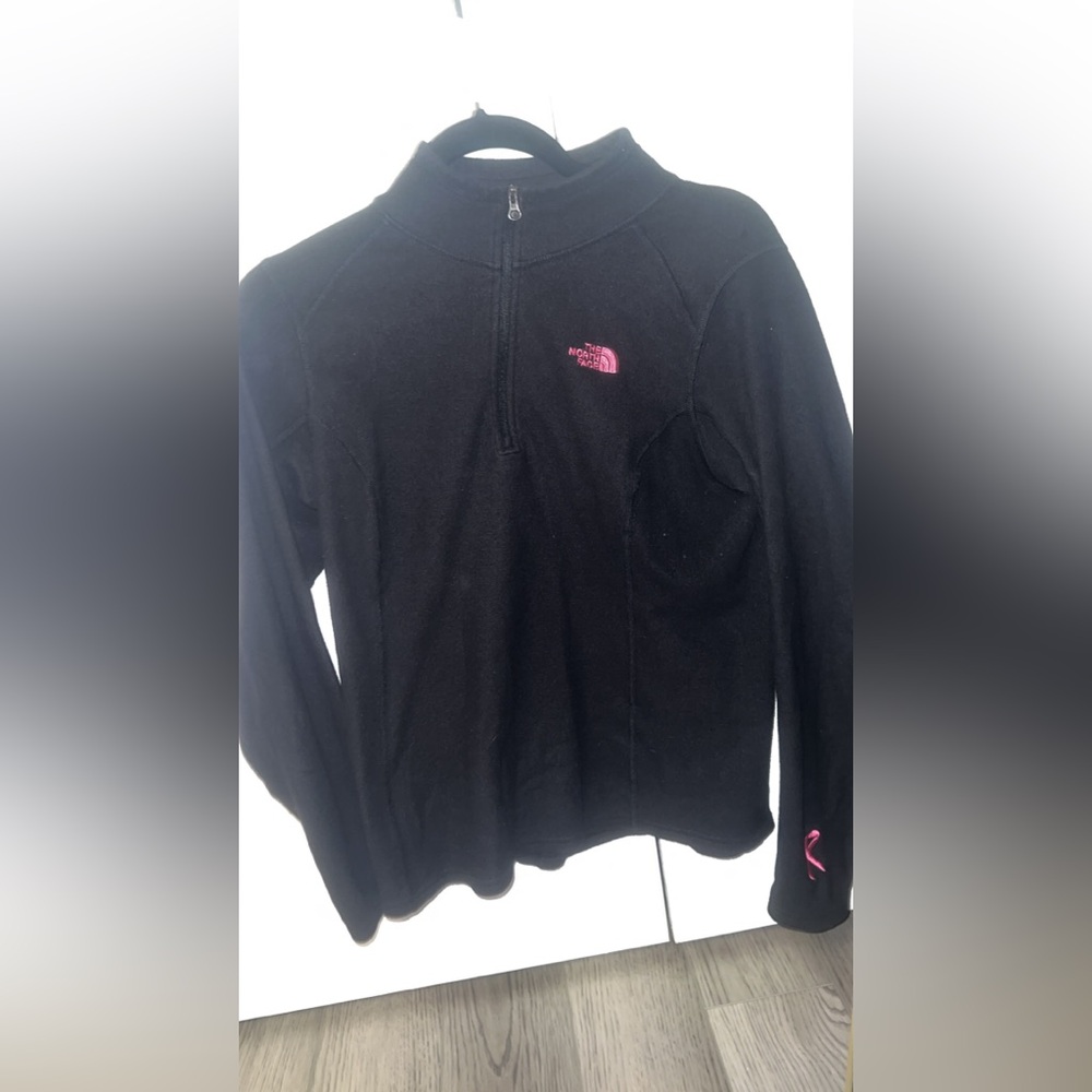 The North Face Black Fleece with Pink Logo-size Medium